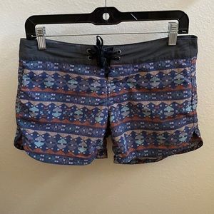 Patagonia Womens W’S Wavefarer 5" Boardshorts Sz 10 Rok Vibrations Dolomite Blue